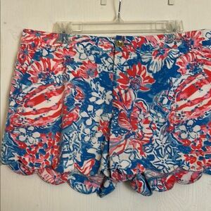 Lilly Pulitzer High Waist Floral Shorts - Blue and Pink